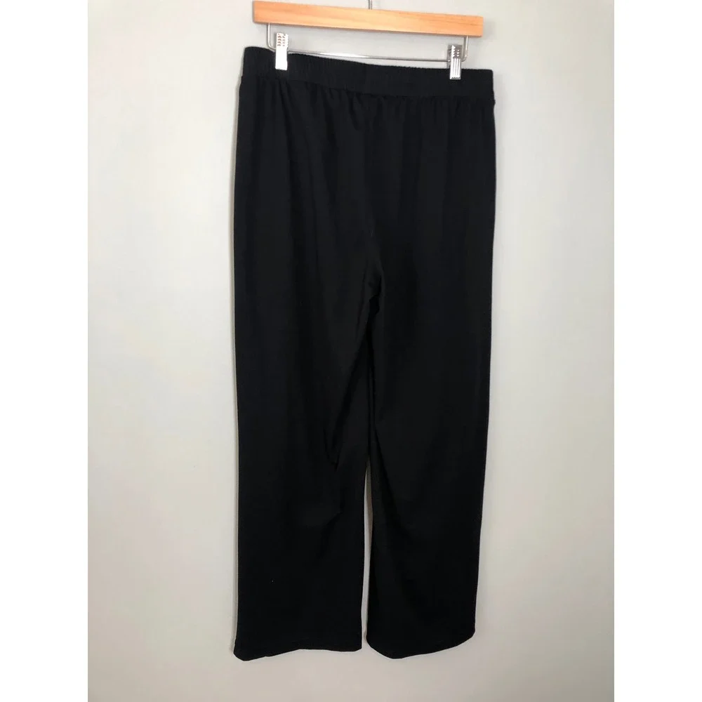 Yogalicious Lux Avenue Wide Leg Pant Women Large Black Elastic Waist Pockets